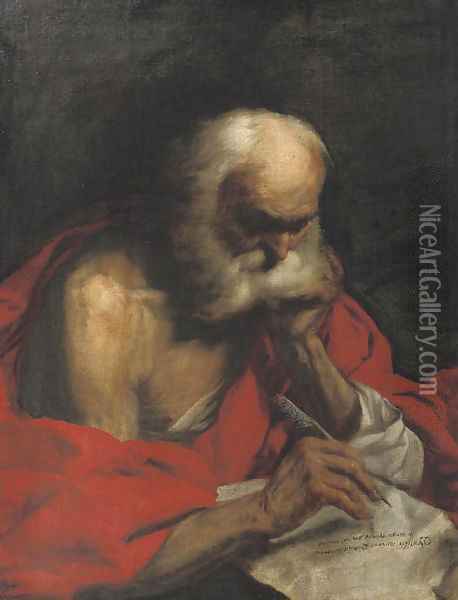 Saint Jerome writing a letter Oil Painting - Francesco Fracanzano