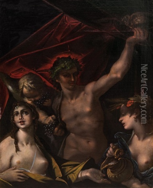 Bakchus, Venuse A Ceres Oil Painting - Bartholomaeus Spranger