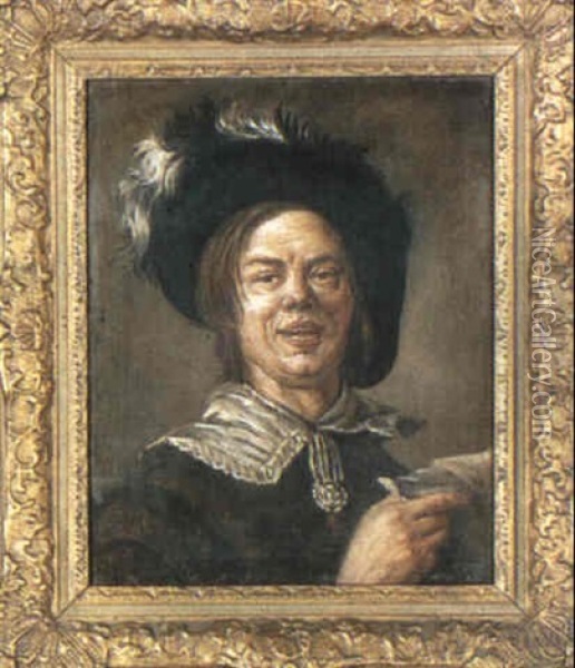 Portrait Of A Man Holding A Sheet Of Music Oil Painting - Frans Hals