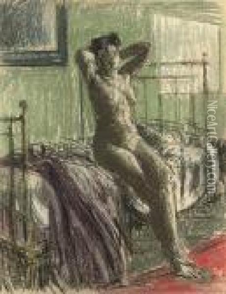 Nude Stretching: La Coiffure Oil Painting - Walter Richard Sickert
