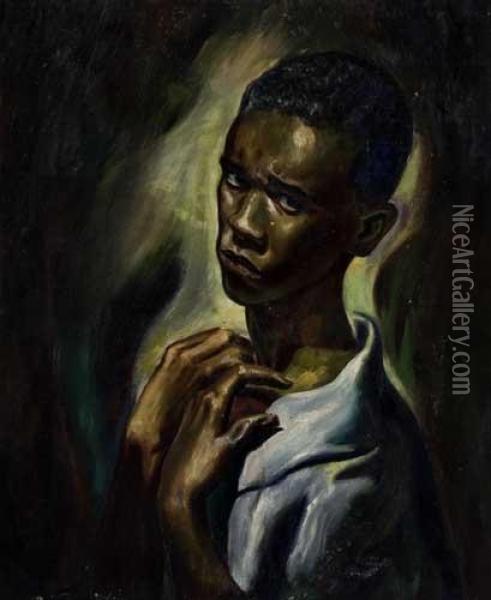 Nobody Knows The Trouble I've Seen (self-portrait) Oil Painting - Leon Foster Jones