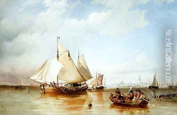 Shipping Oil Painting - Thomas Sewell Robins