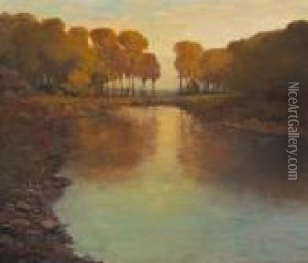 A River Among Autumn Trees Oil Painting - Julian Walbridge Rix