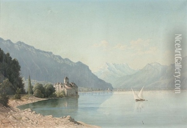 Chateau Chillon Am Genfersee Oil Painting - Louis Durand