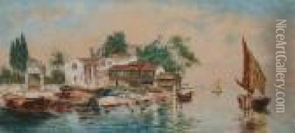 Off The Grand Canal, Venice Oil Painting - Antonio Maria de Reyna