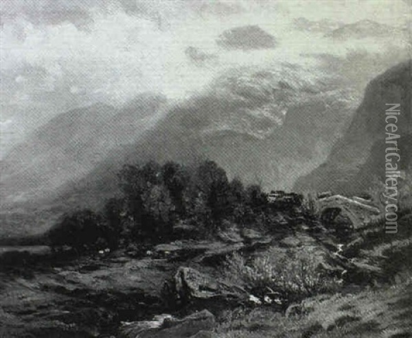 A Mountain Stream Oil Painting - Arthur Parton