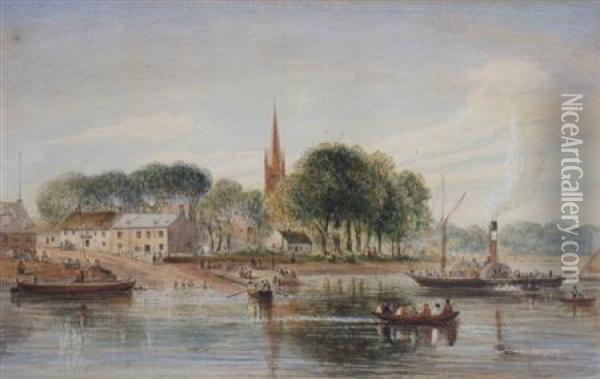Govan Ferry Oil Painting - James William Glass