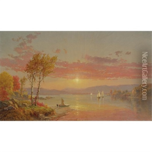 Sailing On The Lake Oil Painting - Jasper Francis Cropsey