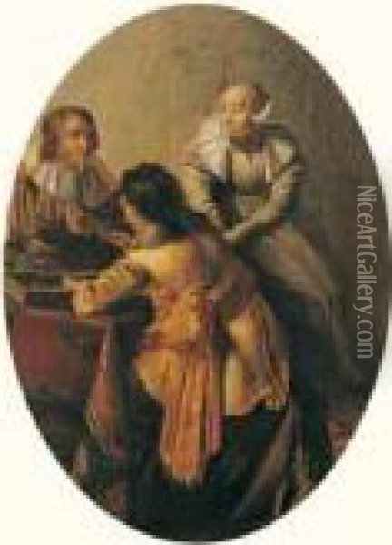 Les Joueurs De Tric Trac Oil Painting - Pieter Codde