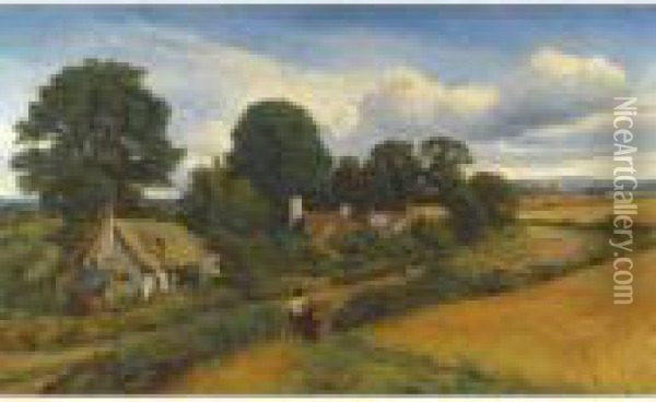 The Cottage Homes Of England Oil Painting - Benjamin Williams Leader