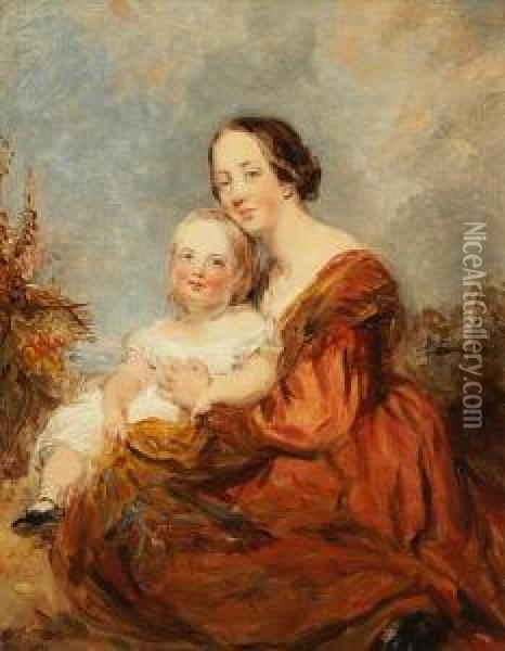 The Hon.mrs.h.marshall And Her Son Oil Painting - Margaret Sarah Carpenter