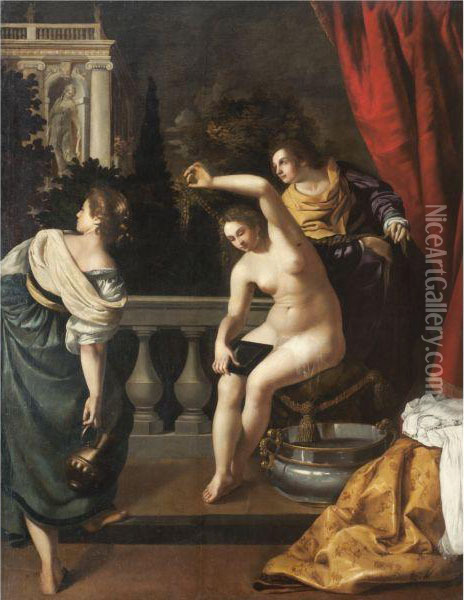 Betsabea Al Bagno Oil Painting - Artemisia Gentileschi