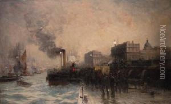 The Last Boat From Greenwich Oil Painting - Edward Aubrey Hunt