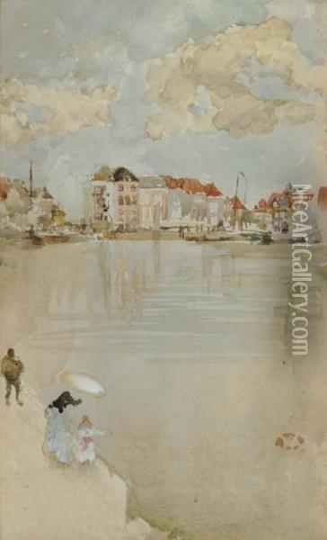 Note In Rose And Silver--dordrecht Oil Painting - James Abbott McNeill Whistler