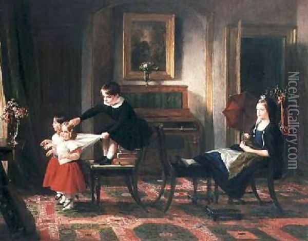 Children playing at coach and horses Oil Painting - Charles Robert Leslie