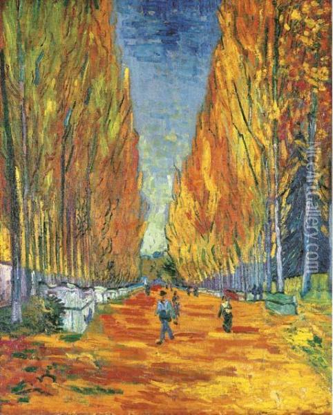 L'allee Des Alyscamps Oil Painting - Vincent Van Gogh