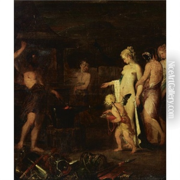 Venus In The Forge Of Vulcan Oil Painting - Jakob van Loo