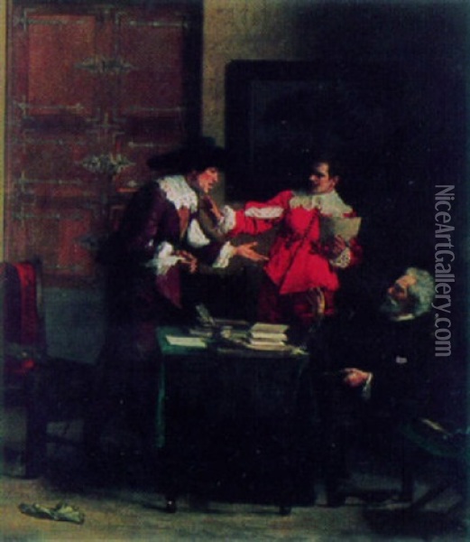 Der Rechtsstreit Oil Painting - Louis-Charles-Auguste Steinheil