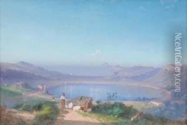 Veduta Del Lago Di Agnano Oil Painting - Cesare Uva