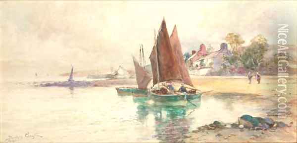 Fishing boats off the coast Oil Painting - Joseph Hughes Clayton