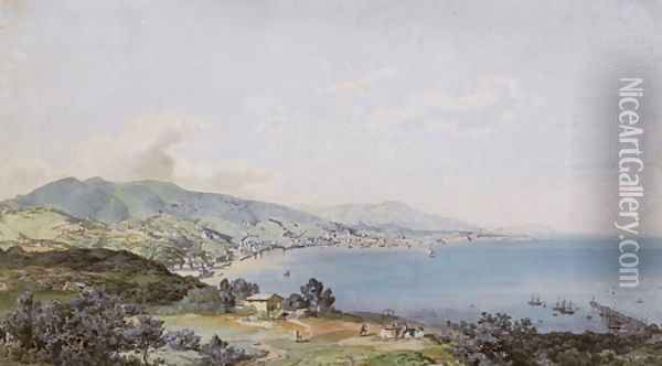 View of the Bay of Genoa Oil Painting - Carl Rottmann