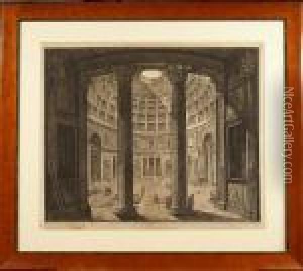 Veduta Interna Del Pantheon Oil Painting - Giovanni Battista Piranesi