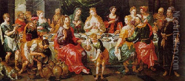 The Marriage At Cana Oil Painting - Hendrick De Clerck