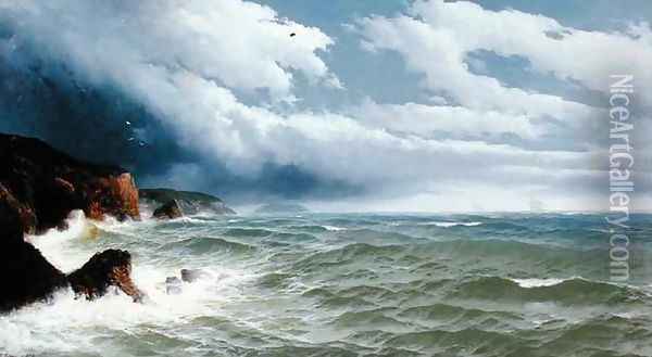 Shipping in Open Seas Oil Painting - David James