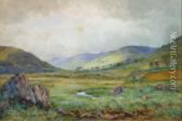 Cattle Grazing, Balquidder Perthshire Oil Painting - Waller Hugh Paton