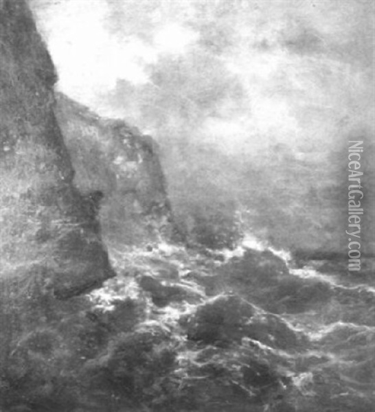 Coastal Cliffs Oil Painting - James C. Thom