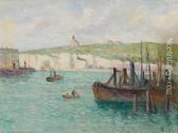 La Falaise Et L'eglise De Mers-les-bains Oil Painting - Maximilien Luce