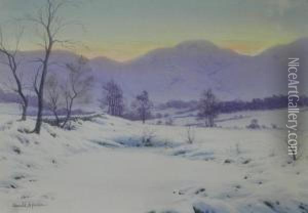The Sun Has Closed The Winter's Day, In Glen Falloch Oil Painting - Edward Horace Thompson