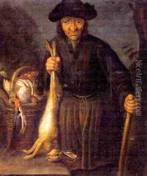 Man With Hare And Fowl Oil Painting - Joachim von Sandrart the Elder