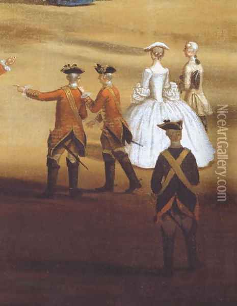 Soldiers and a couple in Horseguards Parade, c.1758 Oil Painting - Samuel Wale