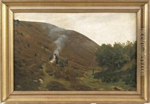 Manner Am Feuer Oil Painting - W.S. Monogrammist