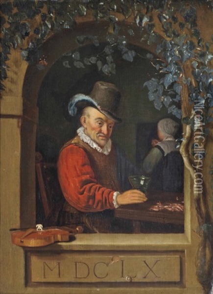 The Old Violinist Oil Painting - Frans van Mieris the Elder