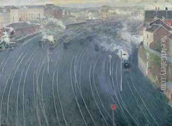 Luxembourg Station, Brussels, 1903 Oil Painting - Henri Ottmann