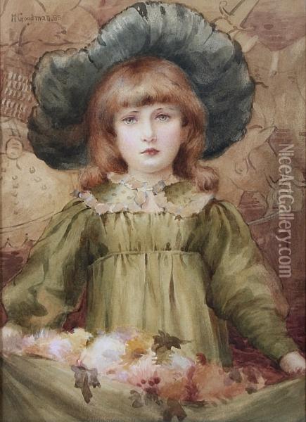 A Flower Girl Oil Painting - Maude Scanes Goodman