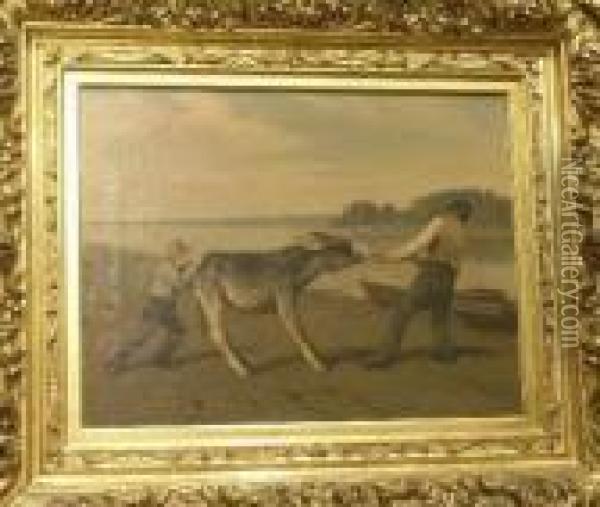 Stubborn Mule Oil Painting - Hermann Gustave Simon
