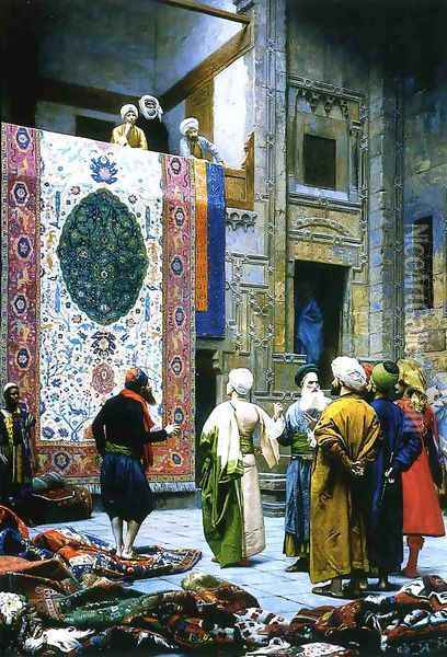 Carpet Merchant in Cairo Oil Painting - Jean-Leon Gerome