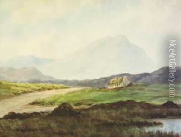 Cottage In Mountain Landscape Oil Painting - Douglas Alexander