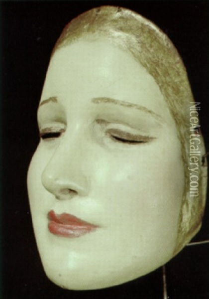 Mask: Placid Woman, Golden Hair Oil Painting - Wladyslaw Theodor Benda