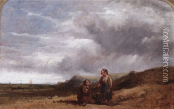 Children On A Beach Oil Painting - William Collins