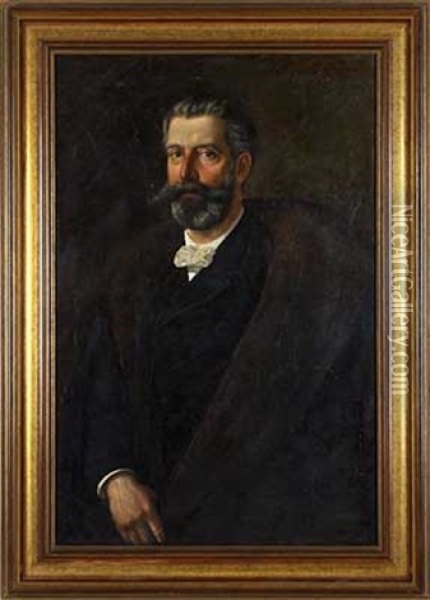 Portrait Eines Herrn Mit Nerzschal Oil Painting - Wilhelm Friedenberg