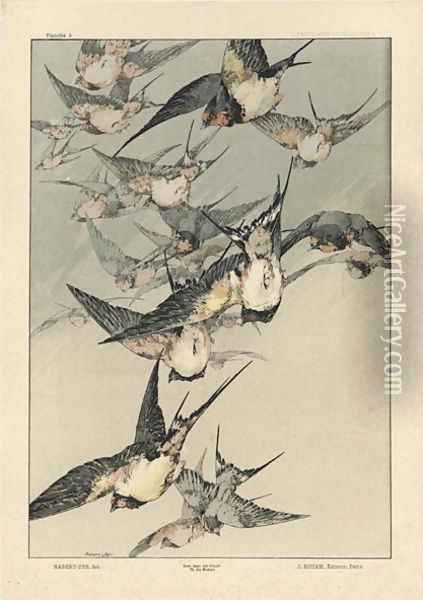 Birds plate 5 from Fantaisies decoratives Oil Painting - Jules Auguste Habert-Dys
