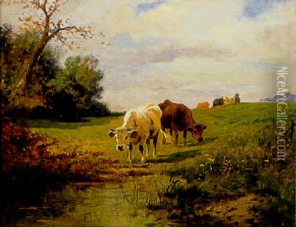 Vaches Au Paturage Oil Painting - Leon Georges Calves