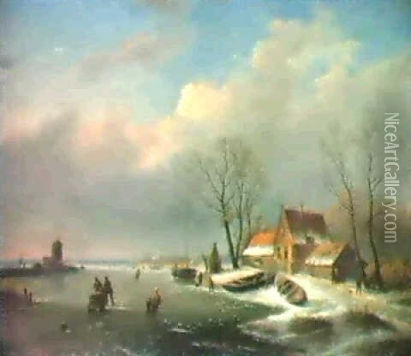 Winterfreuden Oil Painting - Andreas Schelfhout