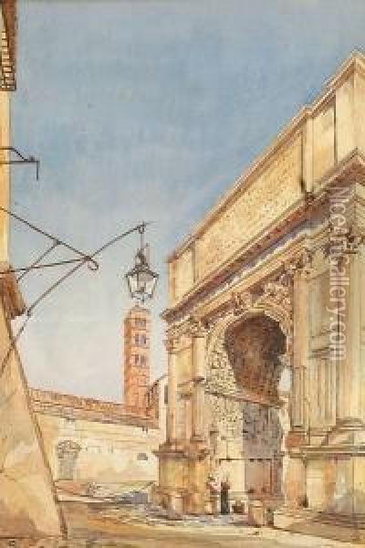 'the Cathedral Of Palermo' And 'the Arch Of Titus, Rome' Oil Painting - Aston Webb