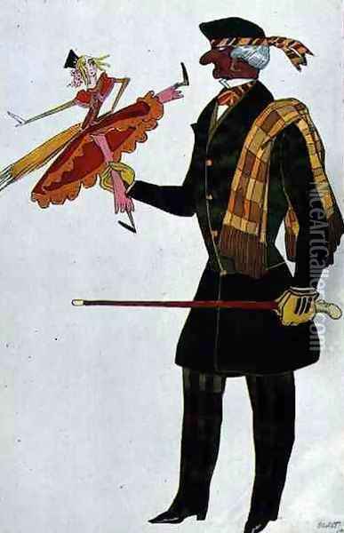 Costume for the Englishman, from La Boutique Fantastique, 1917 Oil Painting - Leon Samoilovitch Bakst