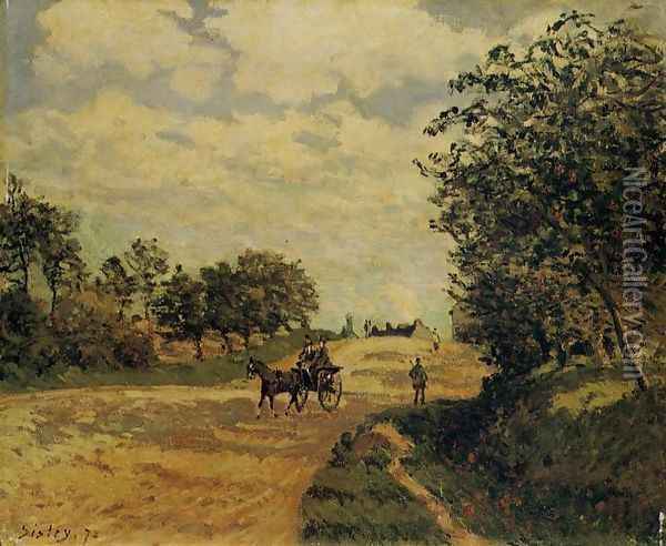 The Road from Mantes to Choisy le Roi, 1872 Oil Painting - Alfred Sisley